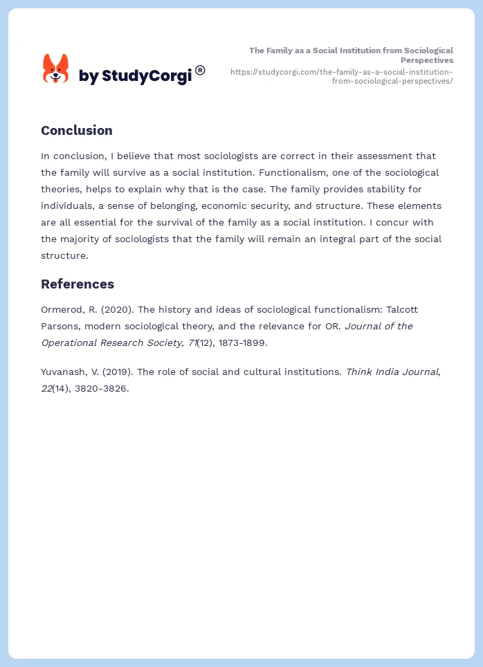 The Family as a Social Institution from Sociological Perspectives. Page 2