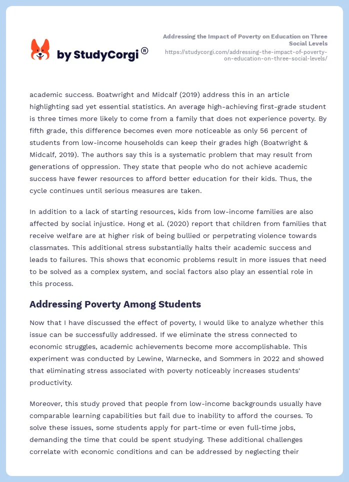 Addressing the Impact of Poverty on Education on Three Social Levels. Page 2