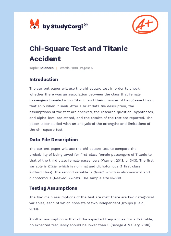 Chi-Square Test and Titanic Accident. Page 1