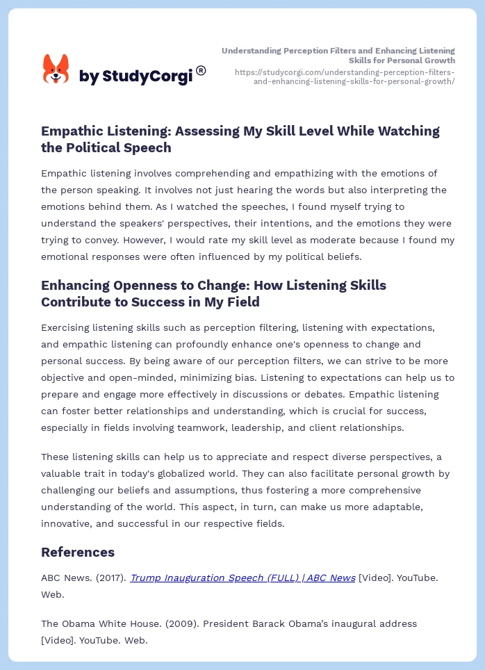 Understanding Perception Filters and Enhancing Listening Skills for Personal Growth. Page 2