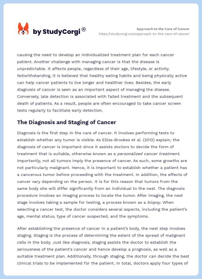Approach to the Care of Cancer. Page 2
