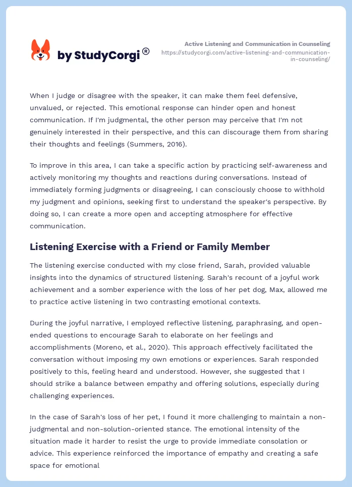 Active Listening and Communication in Counseling. Page 2