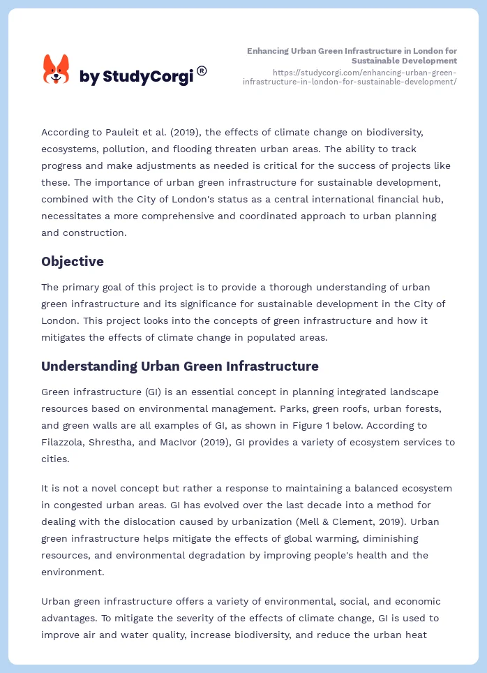 Enhancing Urban Green Infrastructure in London for Sustainable Development. Page 2