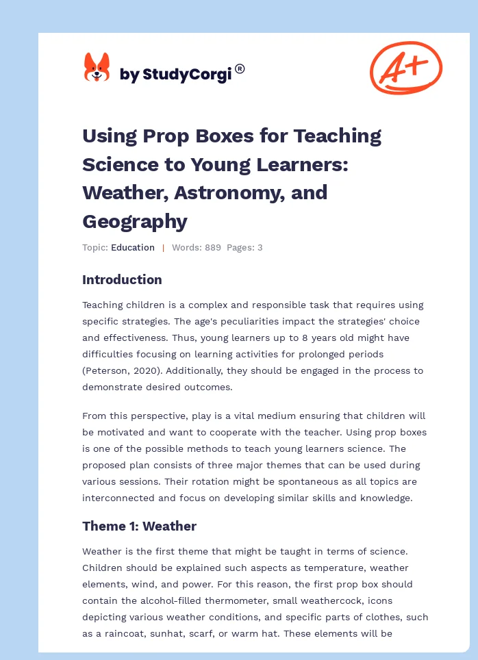Using Prop Boxes for Teaching Science to Young Learners: Weather, Astronomy, and Geography. Page 1