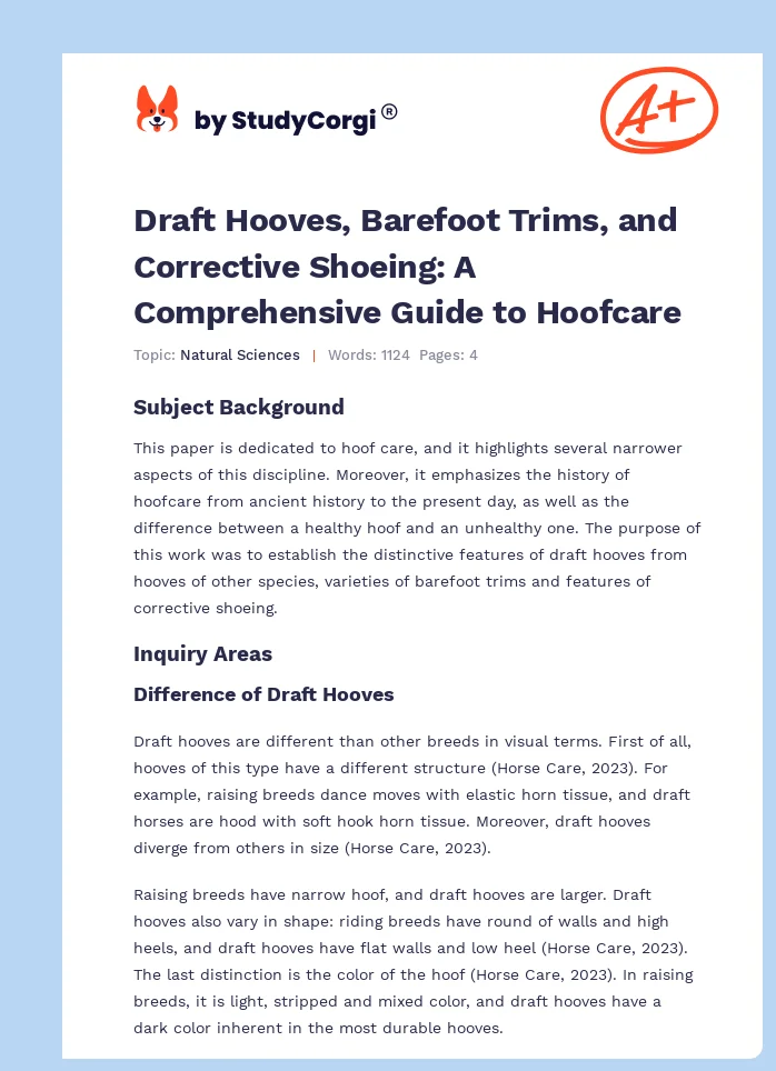 Draft Hooves, Barefoot Trims, and Corrective Shoeing: A Comprehensive Guide to Hoofcare. Page 1