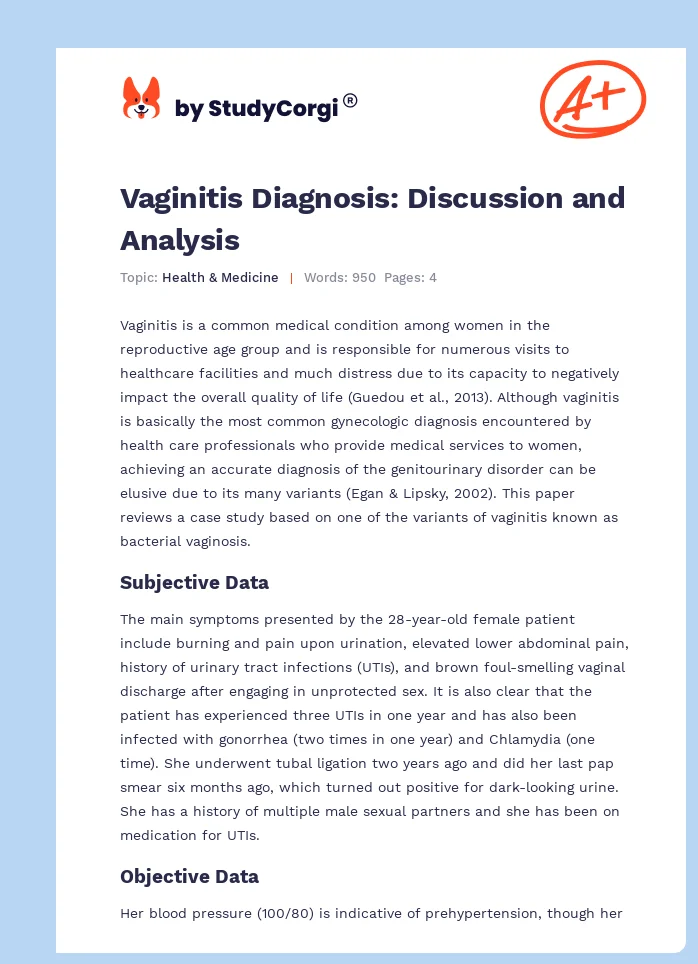 Vaginitis Diagnosis: Discussion and Analysis. Page 1