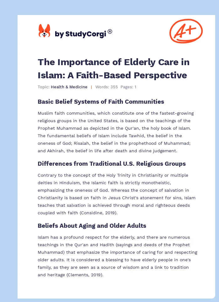 The Importance of Elderly Care in Islam: A Faith-Based Perspective. Page 1