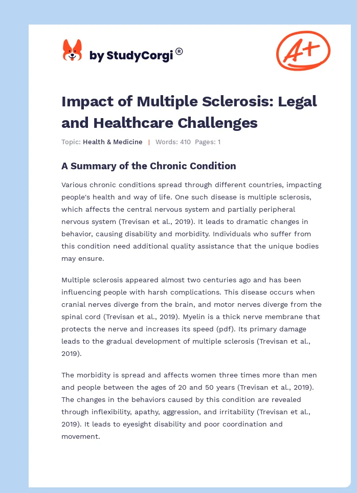 Impact of Multiple Sclerosis: Legal and Healthcare Challenges. Page 1