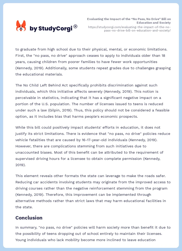 Evaluating the Impact of the “No Pass, No Drive” Bill on Education and Society. Page 2