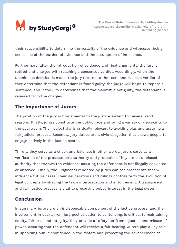 The Crucial Role of Jurors in Upholding Justice. Page 2