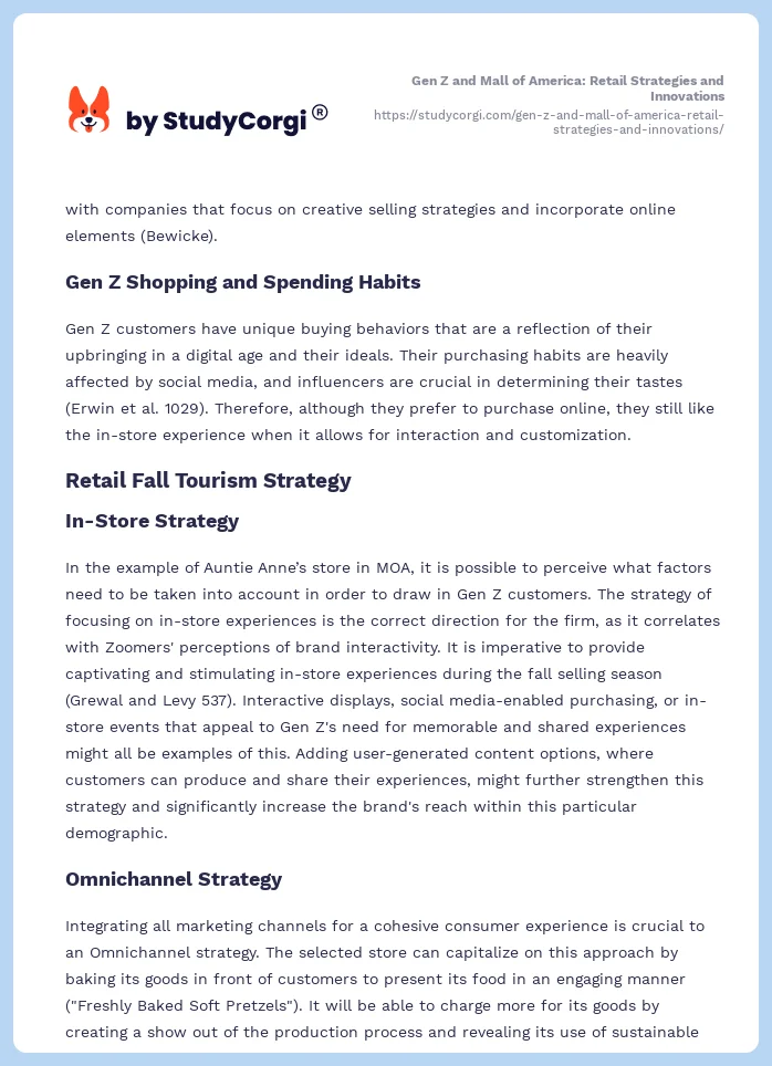 Gen Z and Mall of America: Retail Strategies and Innovations. Page 2