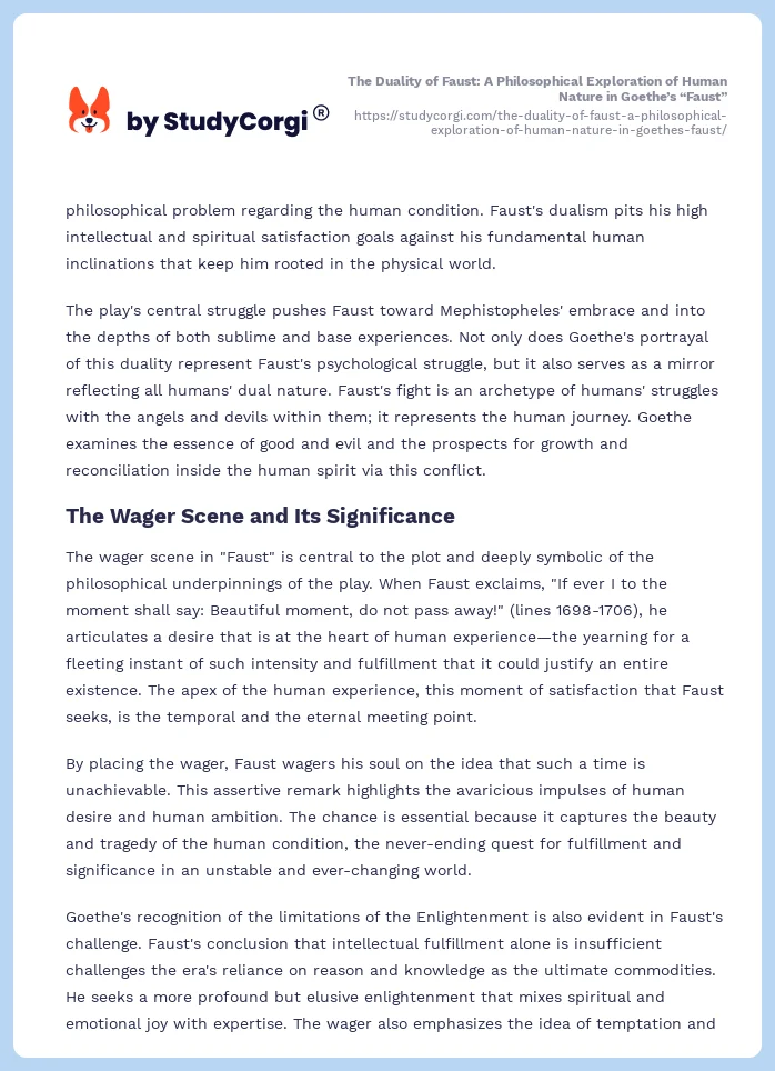The Duality of Faust: A Philosophical Exploration of Human Nature in Goethe’s “Faust”. Page 2