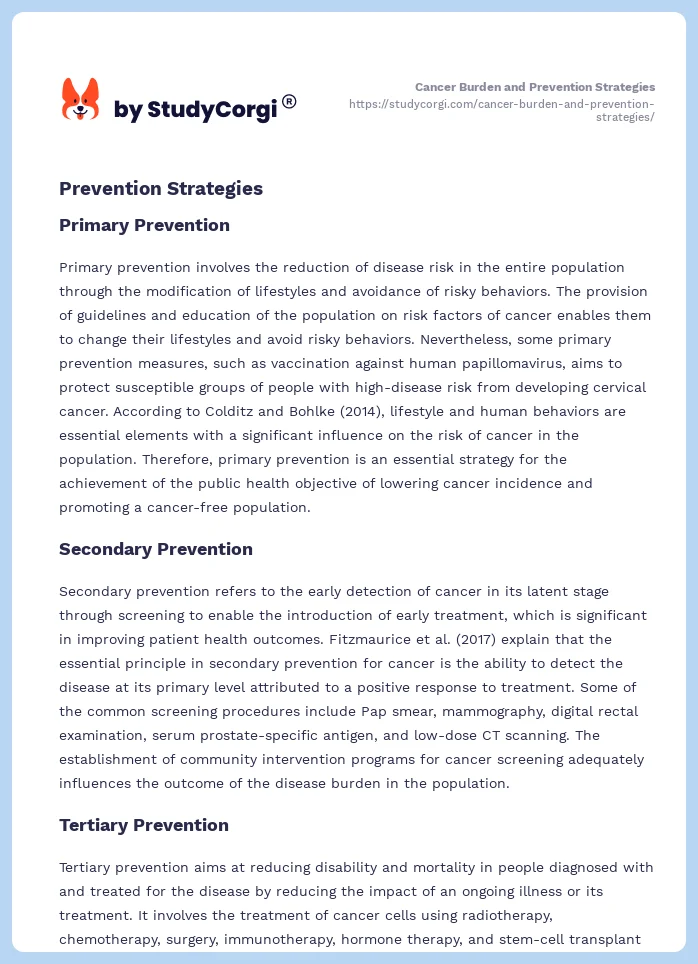 Cancer Burden and Prevention Strategies. Page 2