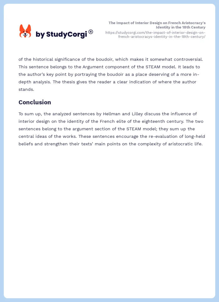 The Impact of Interior Design on French Aristocracy's Identity in the 18th Century. Page 2