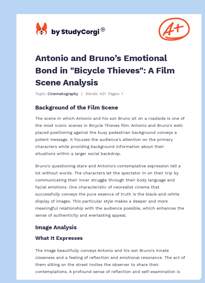 Antonio and Bruno’s Emotional Bond in "Bicycle Thieves": A Film Scene Analysis. Page 1