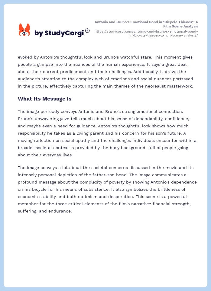 Antonio and Bruno’s Emotional Bond in "Bicycle Thieves": A Film Scene Analysis. Page 2