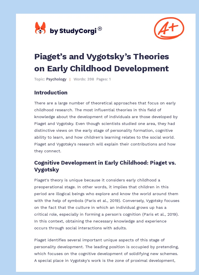 Piaget’s and Vygotsky’s Theories on Early Childhood Development. Page 1