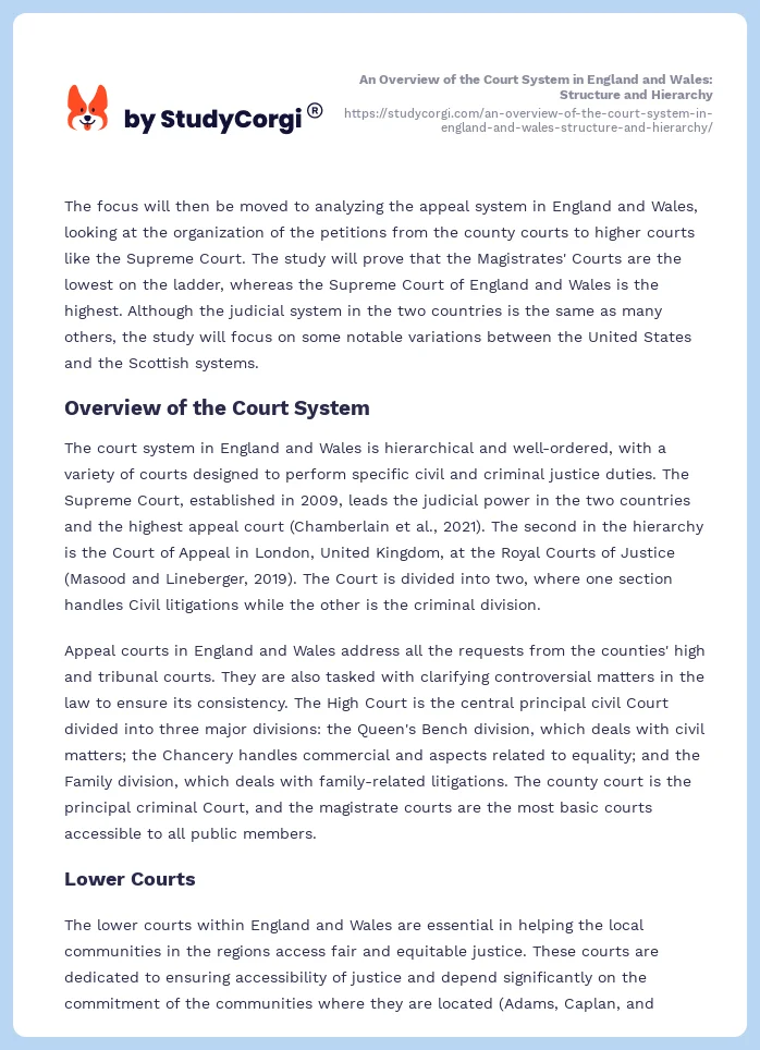 An Overview of the Court System in England and Wales: Structure and Hierarchy. Page 2