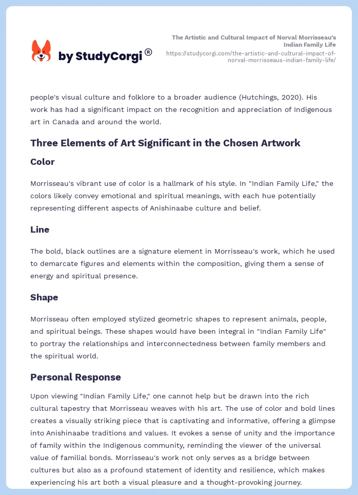 The Artistic and Cultural Impact of Norval Morrisseau’s Indian Family Life. Page 2