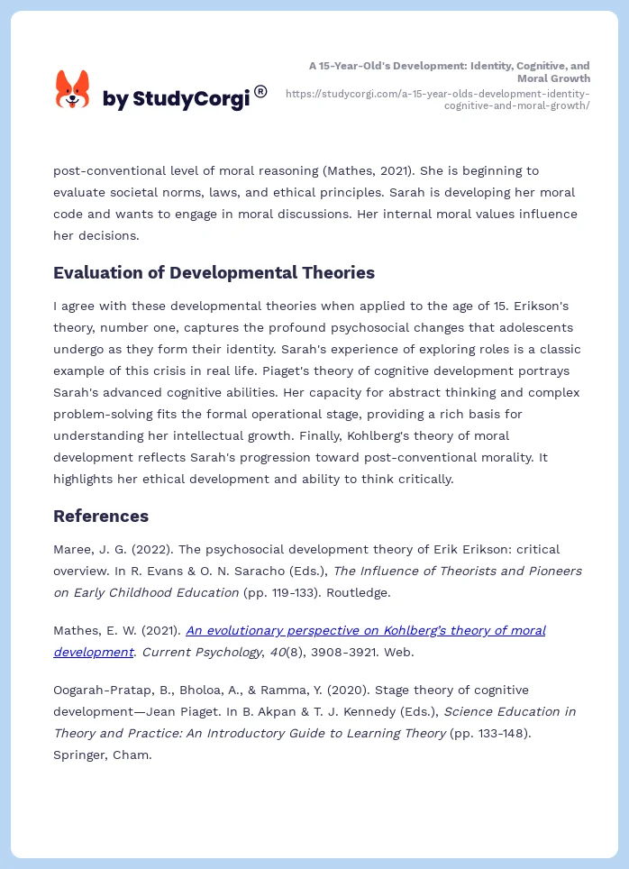 A 15-Year-Old's Development: Identity, Cognitive, and Moral Growth. Page 2