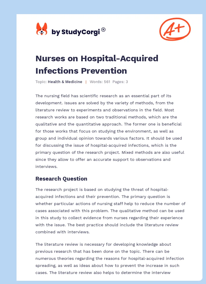 Nurses on Hospital-Acquired Infections Prevention. Page 1