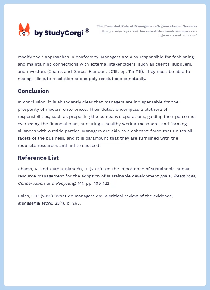 The Essential Role of Managers in Organizational Success. Page 2