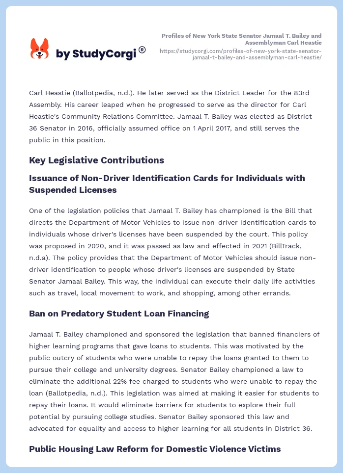 Profiles of New York State Senator Jamaal T. Bailey and Assemblyman Carl Heastie. Page 2