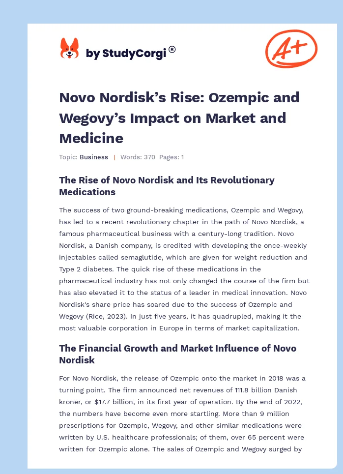 Novo Nordisk’s Rise: Ozempic and Wegovy’s Impact on Market and Medicine. Page 1
