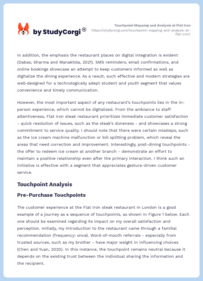 Touchpoint Mapping and Analysis at Flat Iron. Page 2