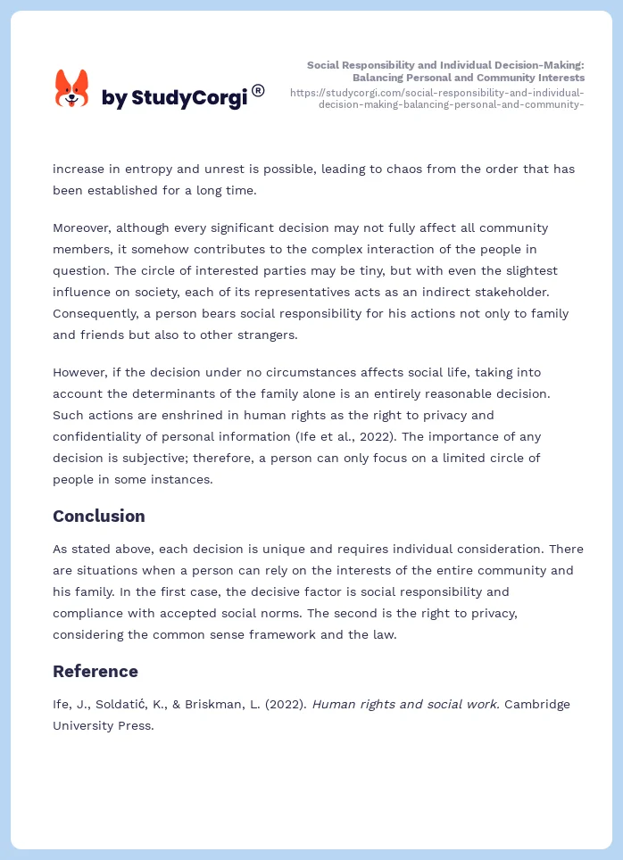 Social Responsibility and Individual Decision-Making: Balancing Personal and Community Interests. Page 2