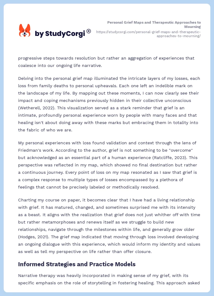 Personal Grief Maps and Therapeutic Approaches to Mourning. Page 2