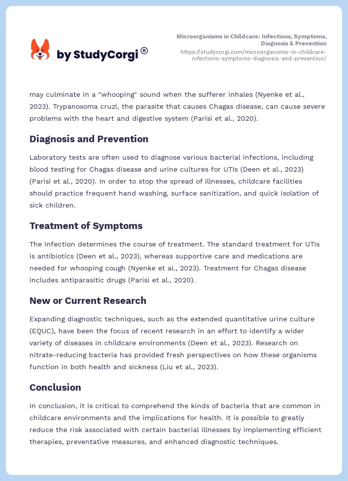Microorganisms in Childcare: Infections, Symptoms, Diagnosis & Prevention. Page 2