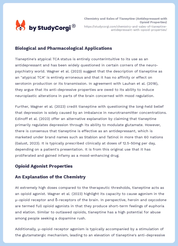 Chemistry and Sales of Tianeptine (Antidepressant with Opioid Properties). Page 2