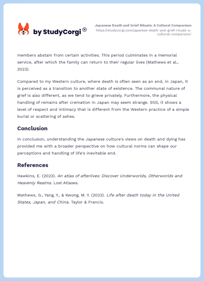Japanese Death and Grief Rituals: A Cultural Comparison. Page 2