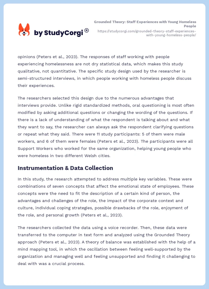 Grounded Theory: Staff Experiences with Young Homeless People. Page 2