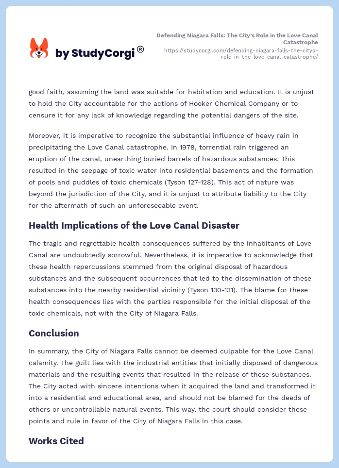 Defending Niagara Falls: The City’s Role in the Love Canal Catastrophe. Page 2