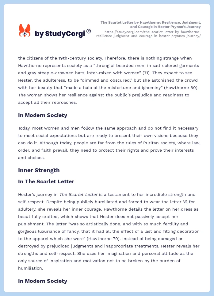The Scarlet Letter by Hawthorne: Resilience, Judgment, and Courage in Hester Prynne’s Journey. Page 2