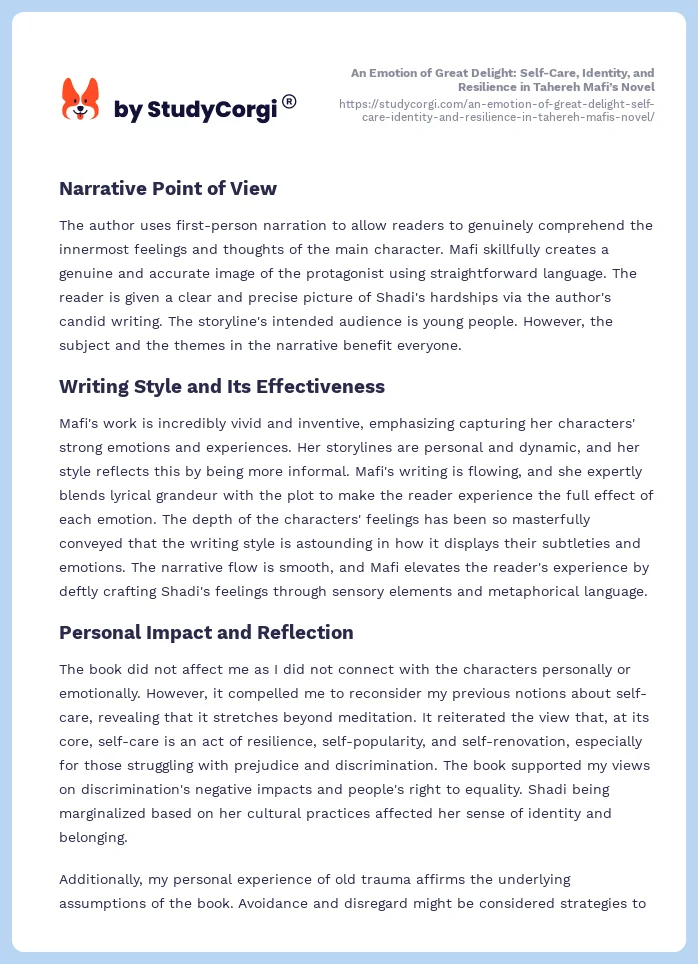 An Emotion of Great Delight: Self-Care, Identity, and Resilience in Tahereh Mafi’s Novel. Page 2