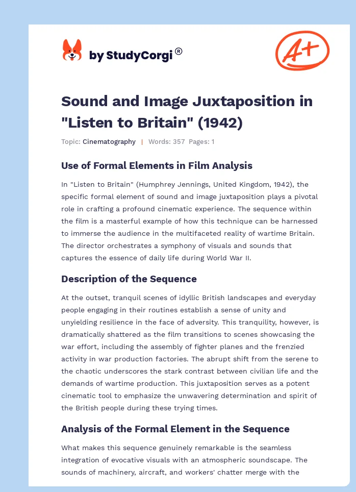 Sound and Image Juxtaposition in "Listen to Britain" (1942). Page 1