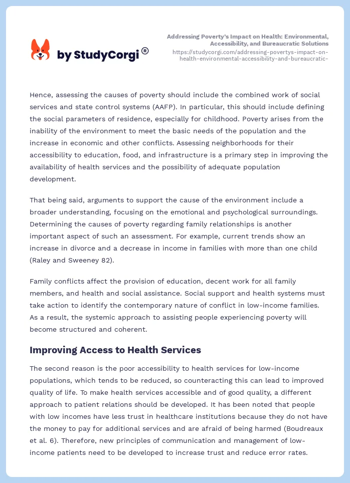 Addressing Poverty’s Impact on Health: Environmental, Accessibility, and Bureaucratic Solutions. Page 2