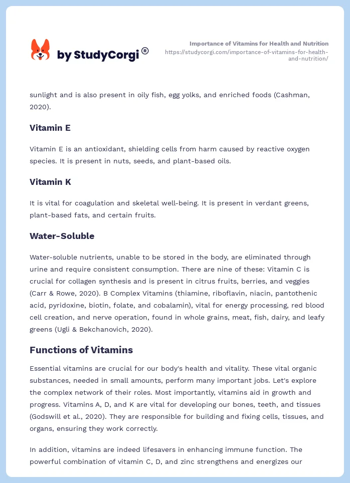 Importance of Vitamins for Health and Nutrition. Page 2