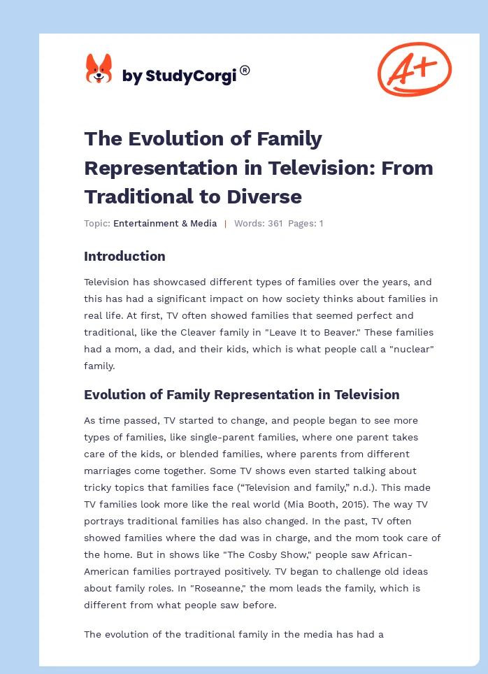 The Evolution of Family Representation in Television: From Traditional to Diverse. Page 1