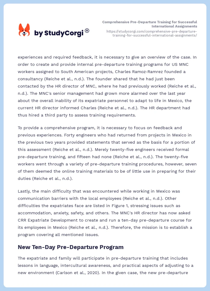 Comprehensive Pre-Departure Training for Successful International Assignments. Page 2
