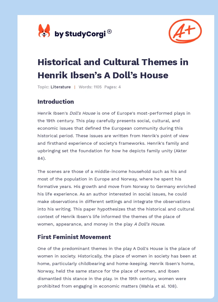Historical and Cultural Themes in Henrik Ibsen’s A Doll’s House. Page 1