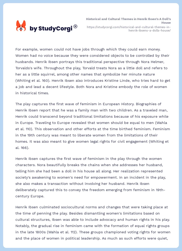 Historical and Cultural Themes in Henrik Ibsen’s A Doll’s House. Page 2
