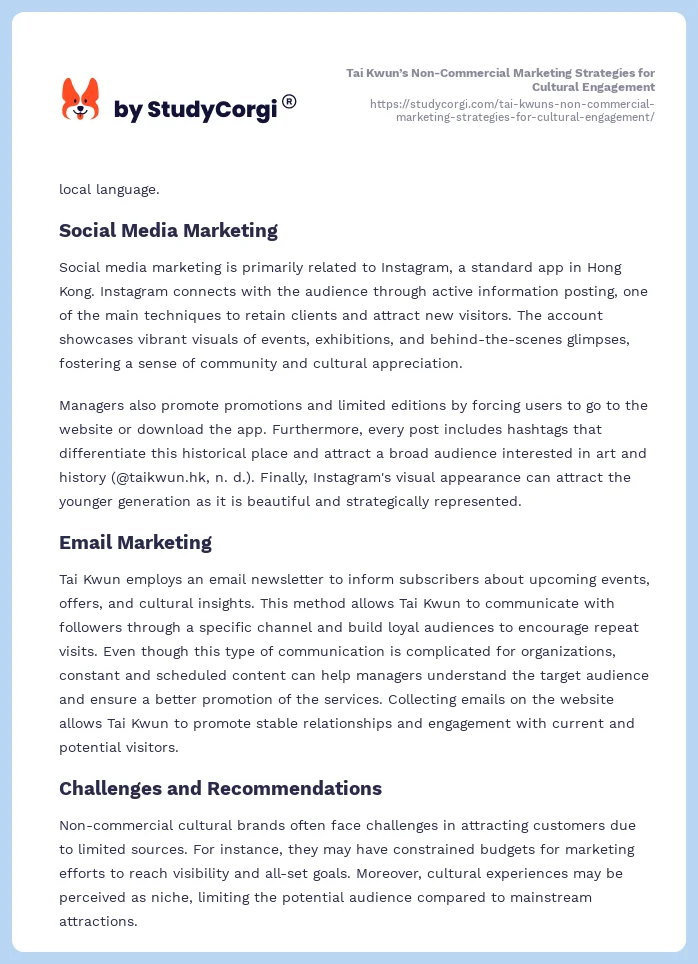 Tai Kwun’s Non-Commercial Marketing Strategies for Cultural Engagement. Page 2