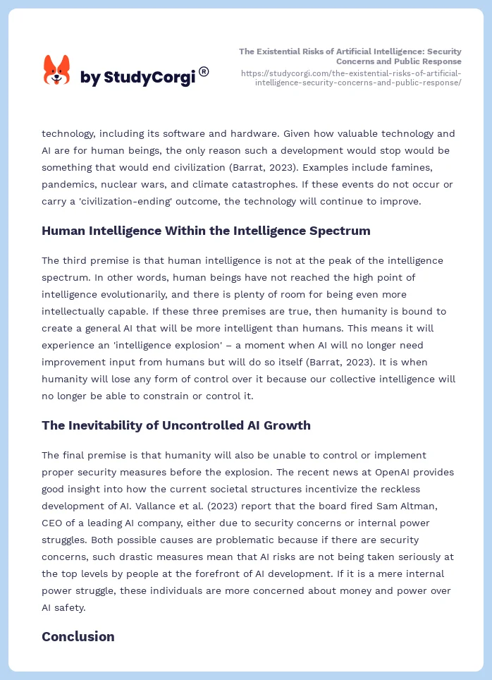 The Existential Risks of Artificial Intelligence: Security Concerns and Public Response. Page 2