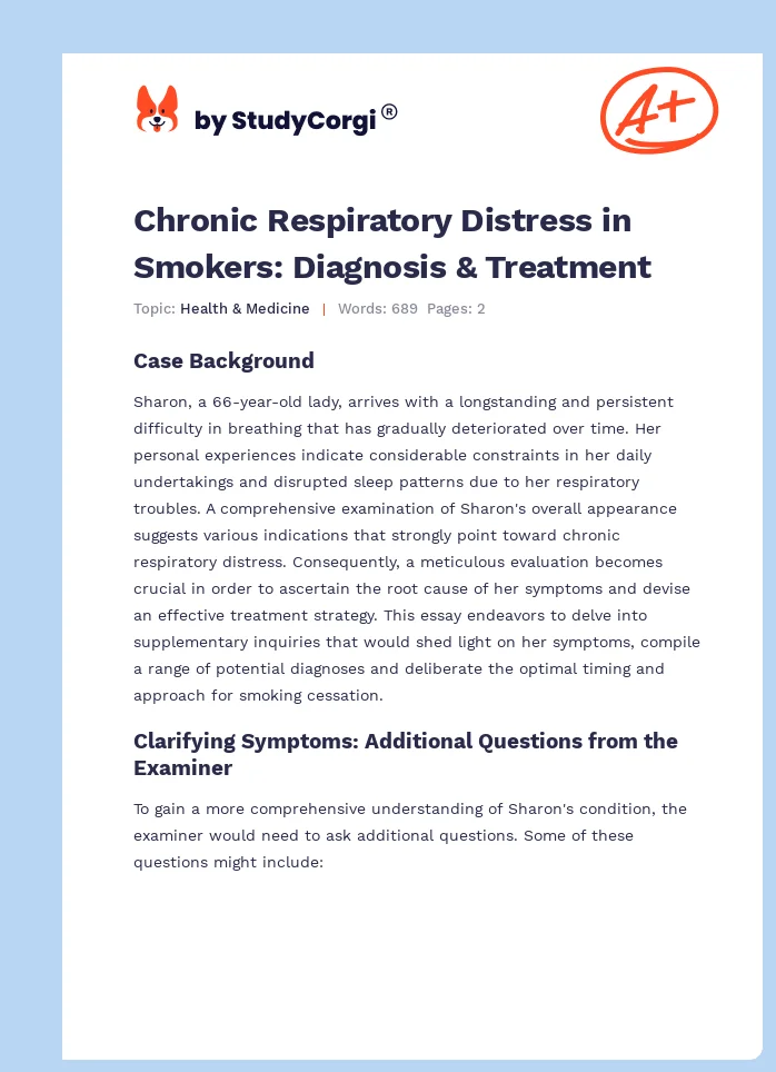 Chronic Respiratory Distress in Smokers: Diagnosis & Treatment. Page 1