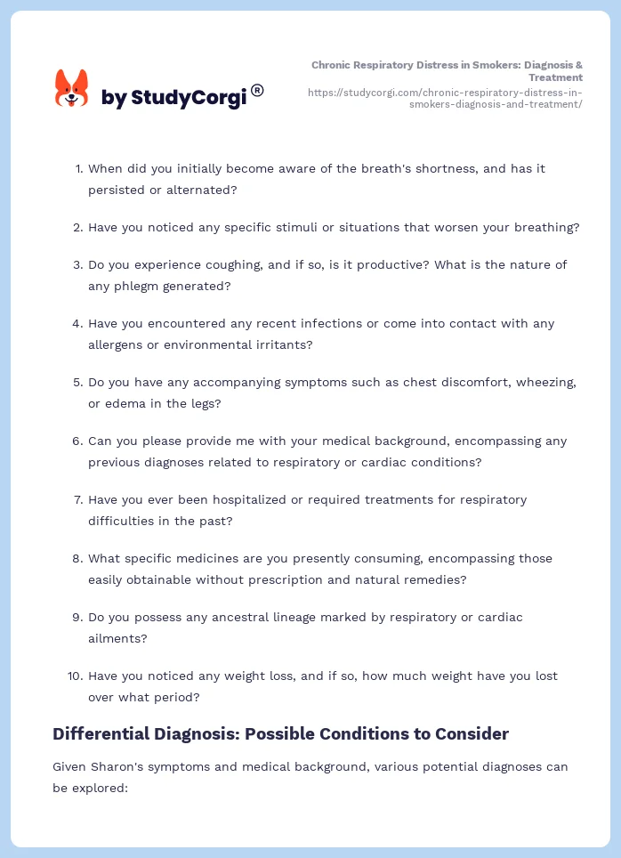Chronic Respiratory Distress in Smokers: Diagnosis & Treatment. Page 2