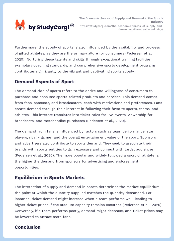 The Economic Forces of Supply and Demand in the Sports Industry. Page 2